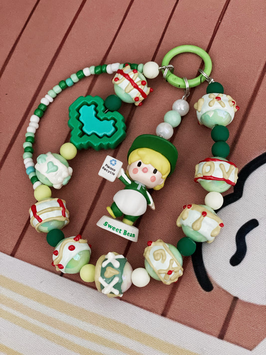 Green and White Sweet Beans Phone Charms