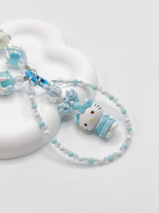 Kitty Blue and White Phone Charms