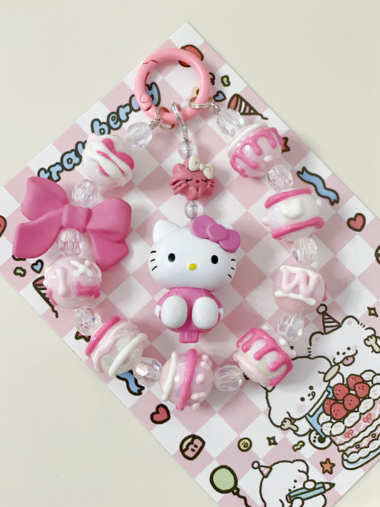 Kitty Pink White Phone Charms