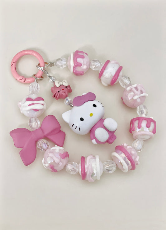 Kitty Pink White Phone Charms