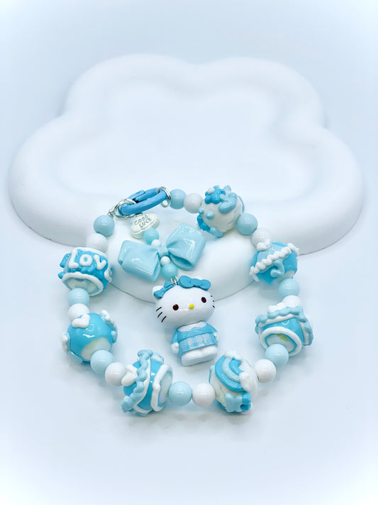 Blue and white Kitty phone charms